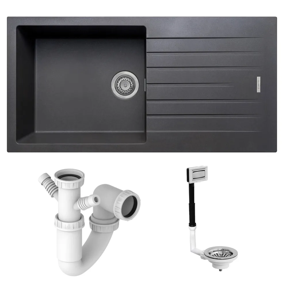 Vellamo Horizon Large Single Bowl Granite Composite Kitchen Sink & Waste - 1000 x 500mm