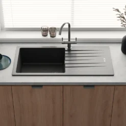 Vellamo Horizon Large Single Bowl Granite Composite Kitchen Sink & Waste - 1000 x 500mm