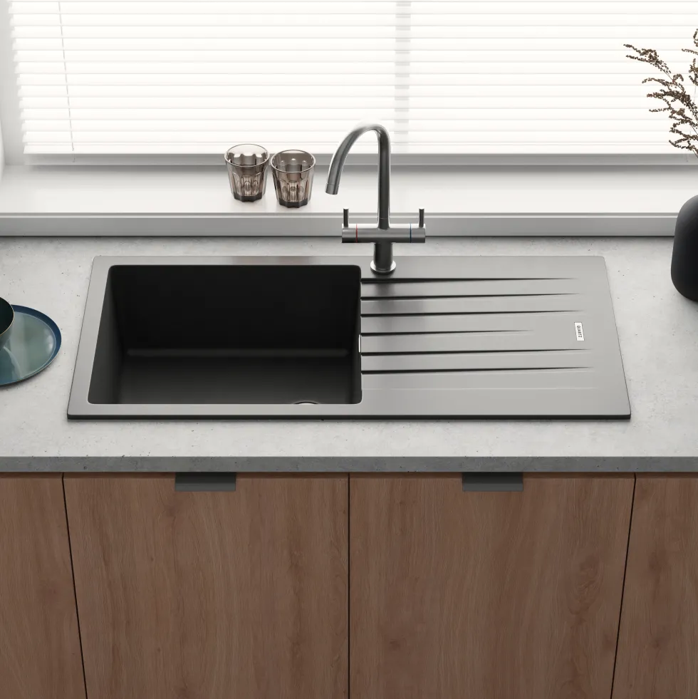 Vellamo Horizon Large Single Bowl Granite Composite Kitchen Sink & Waste - 1000 x 500mm