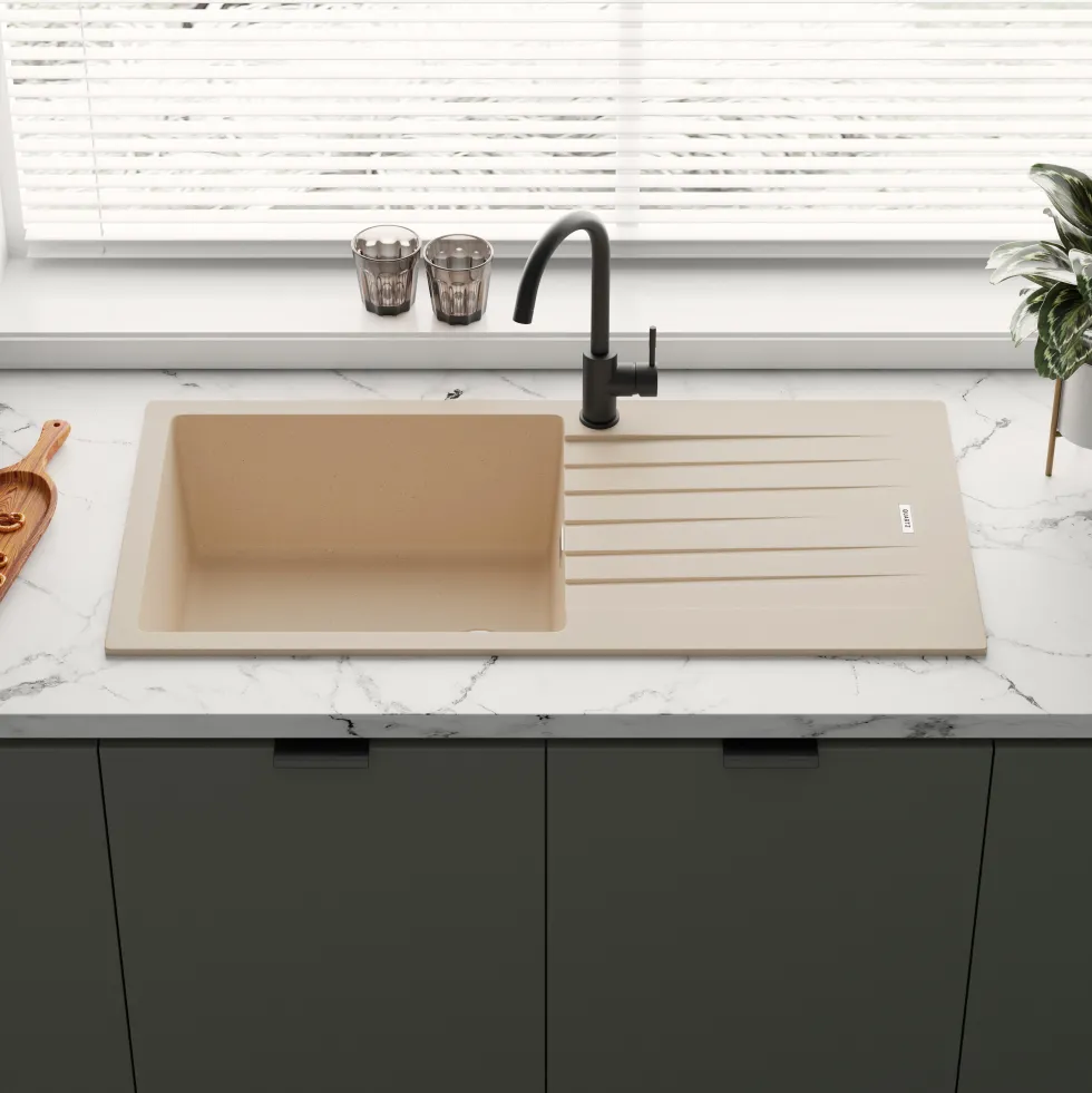 Vellamo Horizon Large Single Bowl Granite Composite Kitchen Sink & Waste - 1000 x 500mm