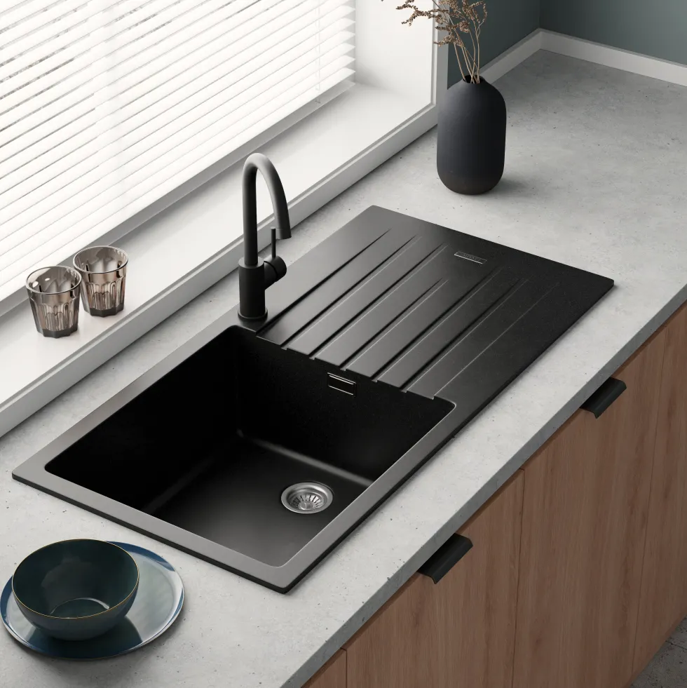 Vellamo Horizon Large Single Bowl Granite Composite Kitchen Sink & Waste - 1000 x 500mm