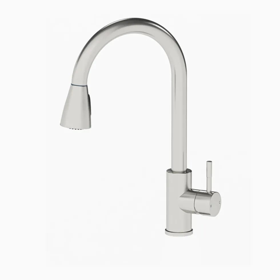 Vellamo Inspire Pull Out Spray Mono Kitchen Mixer Tap - Brushed Steel
