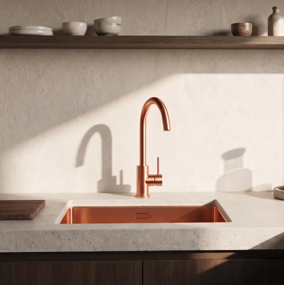 Vellamo Kara Single Lever Mono Kitchen Mixer - Brushed Copper