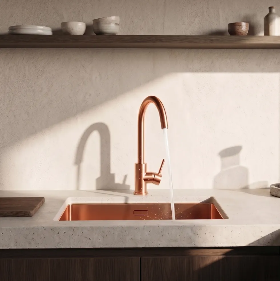 Vellamo Kara Single Lever Mono Kitchen Mixer - Brushed Copper