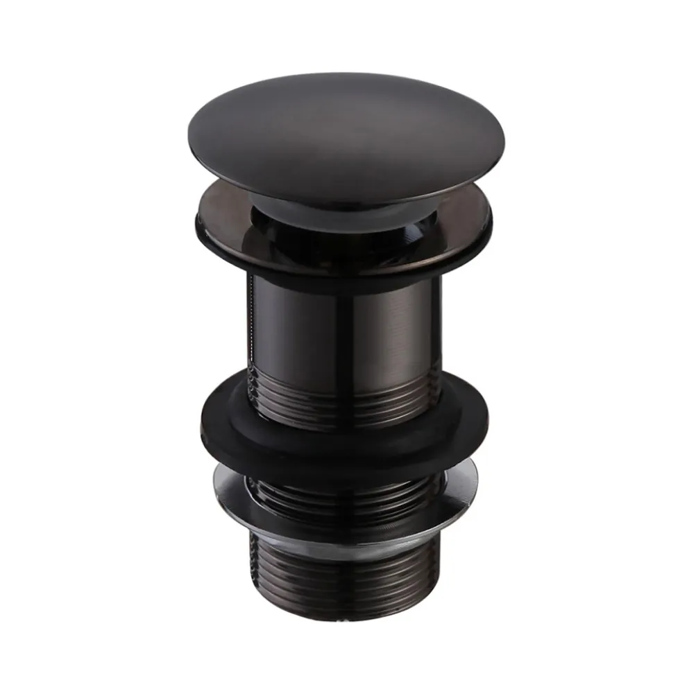 Vellamo Matt Black Unslotted Clicker Basin Waste