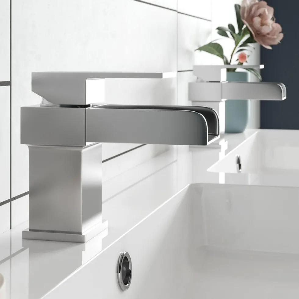 Vellamo Maya Waterfall Basin Mixer with Clicker Waste