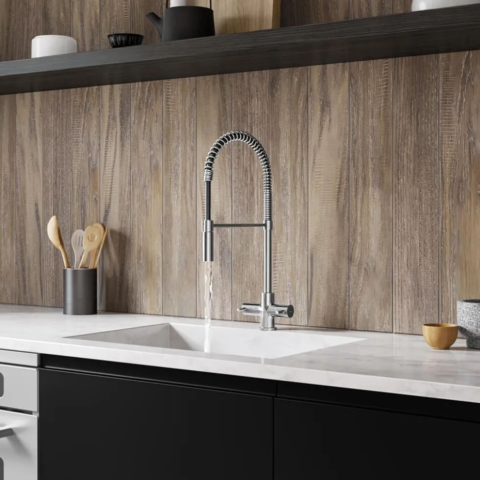 Vellamo Mini Pro Kitchen Mixer Tap with Pull Out Spray Spout - Polished Chrome