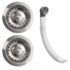Vellamo 90mm Chrome 1.5 & 2 Bowl Kitchen Sink Strainer Wastes with Round Overflow