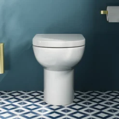 Vellamo Modern D-Shaped Comfort Height Back to Wall Toilet with Soft Close Seat