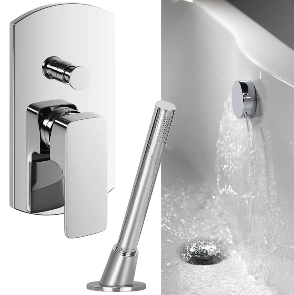 Vellamo Panache Bath Shower Mixer with Overflow Filler & Pull Out Handset