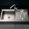 Vellamo Peak 1 Bowl Satin Stainless Steel Sink & Waste with Reversible Drainer - 1000 x 500mm