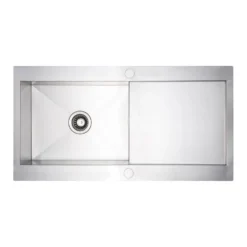 Vellamo Peak 1 Bowl Satin Stainless Steel Sink & Waste with Reversible Drainer - 1000 x 500mm