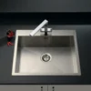 Vellamo Peak 1 Bowl Satin Stainless Steel Sink & Waste with Tap Ledge - 600 x 500mm