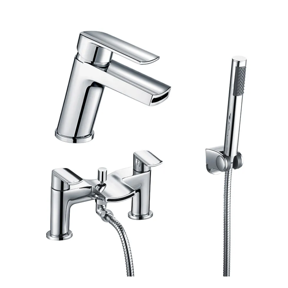 Vellamo Poise Mono Basin Mixer & Bath Shower Mixer with Shower Kit