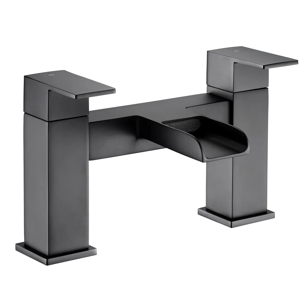 Vellamo Reve Matt Black Waterfall Bath Mixer Tap