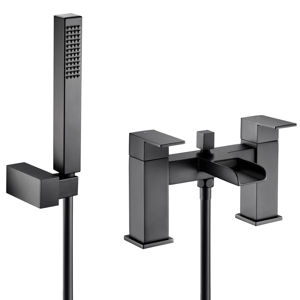 Vellamo Reve Matt Black Waterfall Bath Shower Mixer Tap