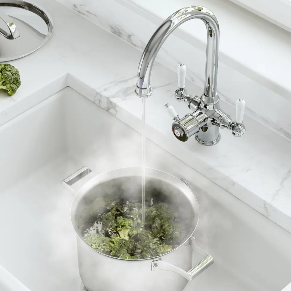 Vellamo Rigel Traditional Cruciform 3-in-1 Instant Boiling Water Tap with Boiler & Filter