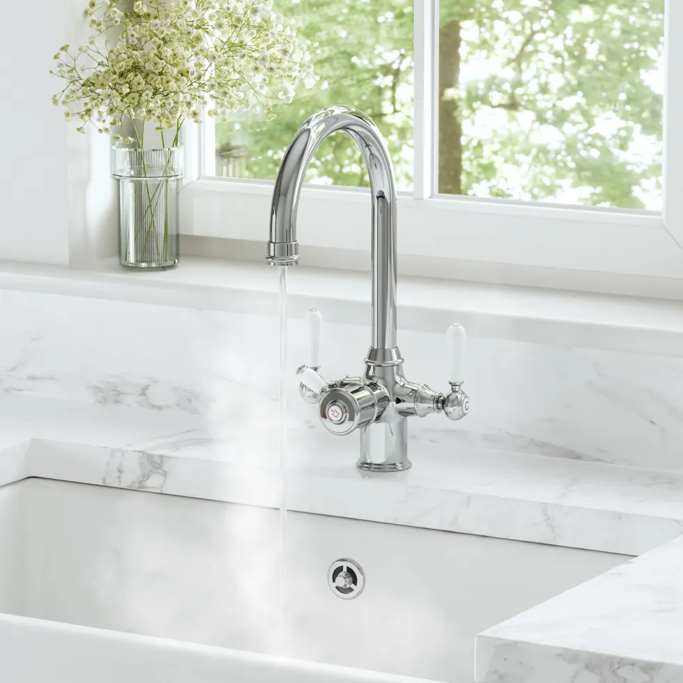 Vellamo Rigel Traditional Cruciform 3-in-1 Instant Boiling Water Tap with Boiler & Filter