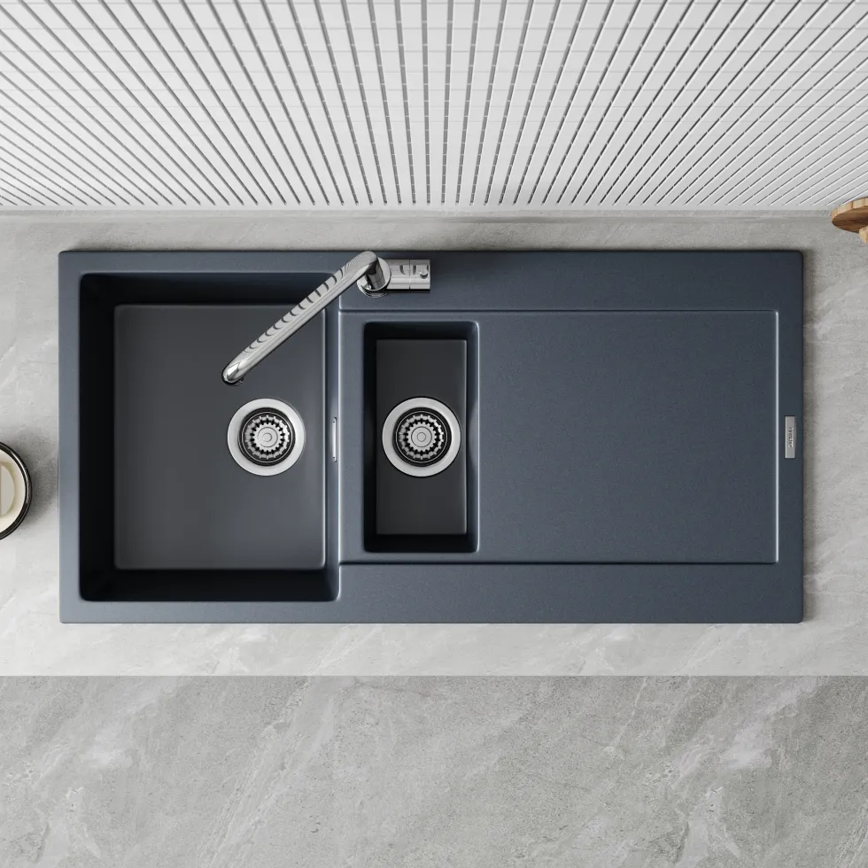 Vellamo Rocca 1.5 Bowl Granite Composite Inset Kitchen Sink & Waste - 1000 x 500mm