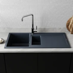 Vellamo Rocca 1.5 Bowl Granite Composite Inset Kitchen Sink & Waste - 1000 x 500mm