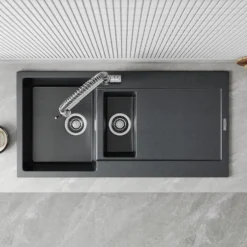Vellamo Rocca 1.5 Bowl Granite Composite Inset Kitchen Sink & Waste - 1000 x 500mm