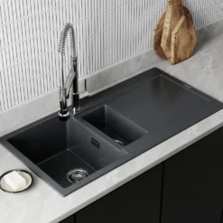 Vellamo Rocca 1.5 Bowl Granite Composite Inset Kitchen Sink & Waste - 1000 x 500mm