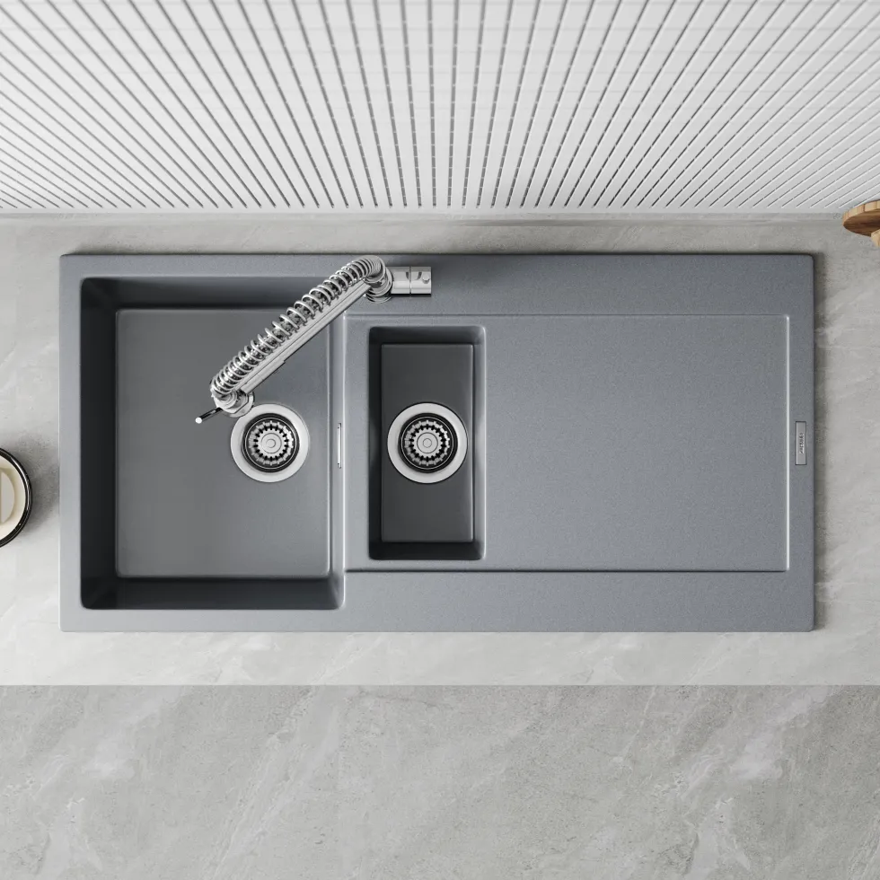 Vellamo Rocca 1.5 Bowl Granite Composite Inset Kitchen Sink & Waste - 1000 x 500mm