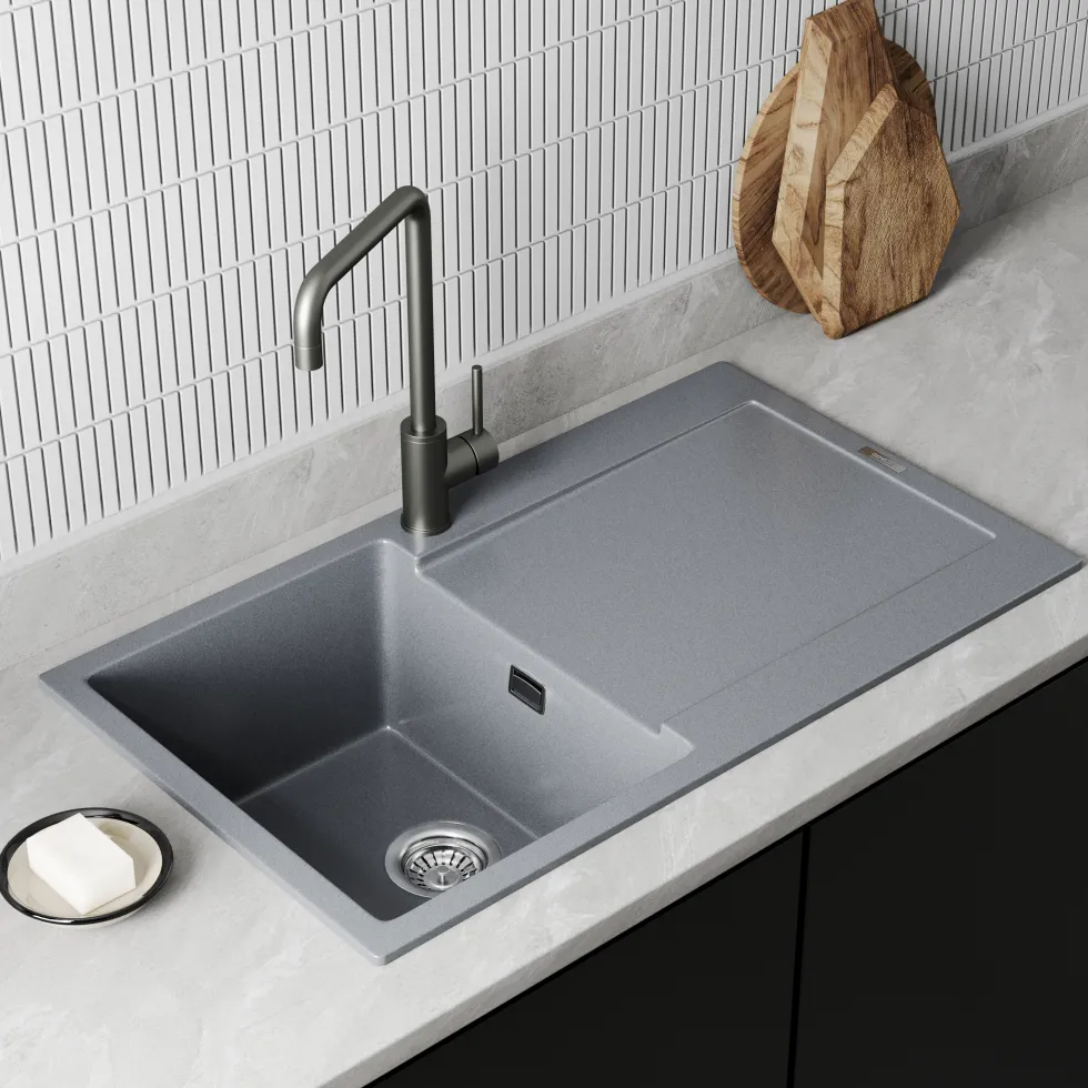 Vellamo Rocca Compact 1 Bowl Granite Composite Inset Kitchen Sink & Waste - 860 x 500mm