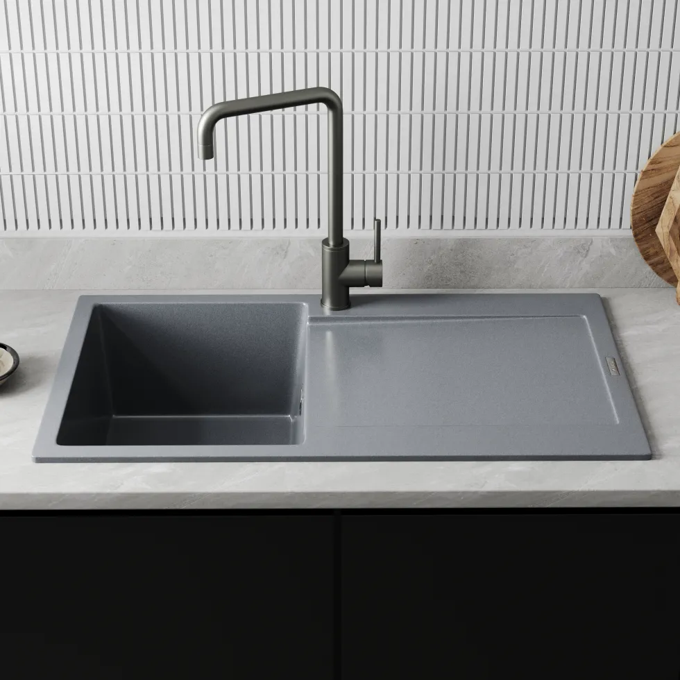 Vellamo Rocca Compact 1 Bowl Granite Composite Inset Kitchen Sink & Waste - 860 x 500mm