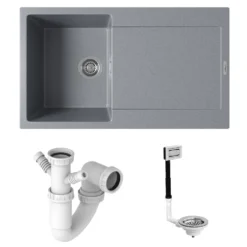 Vellamo Rocca Compact 1 Bowl Granite Composite Inset Kitchen Sink & Waste - 860 x 500mm
