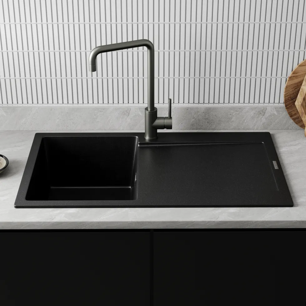 Vellamo Rocca Compact 1 Bowl Granite Composite Inset Kitchen Sink & Waste - 860 x 500mm