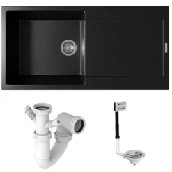 Vellamo Rocca Large 1 Bowl Granite Composite Inset Kitchen Sink & Waste - 1000 x 500mm