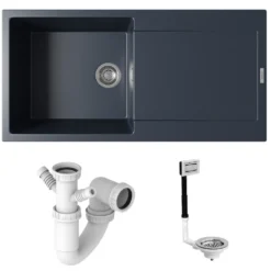 Vellamo Rocca Large 1 Bowl Granite Composite Inset Kitchen Sink & Waste - 1000 x 500mm