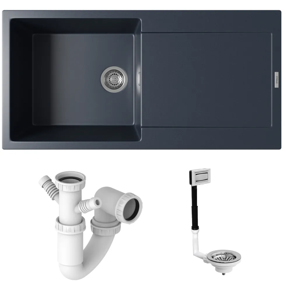 Vellamo Rocca Large 1 Bowl Granite Composite Inset Kitchen Sink & Waste - 1000 x 500mm