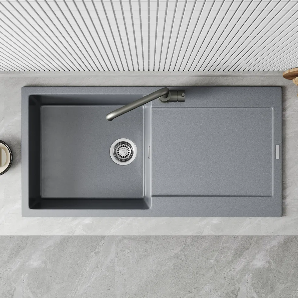 Vellamo Rocca Large 1 Bowl Granite Composite Inset Kitchen Sink & Waste - 1000 x 500mm