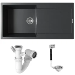 Vellamo Rocca Large 1 Bowl Granite Composite Inset Kitchen Sink & Waste - 1000 x 500mm