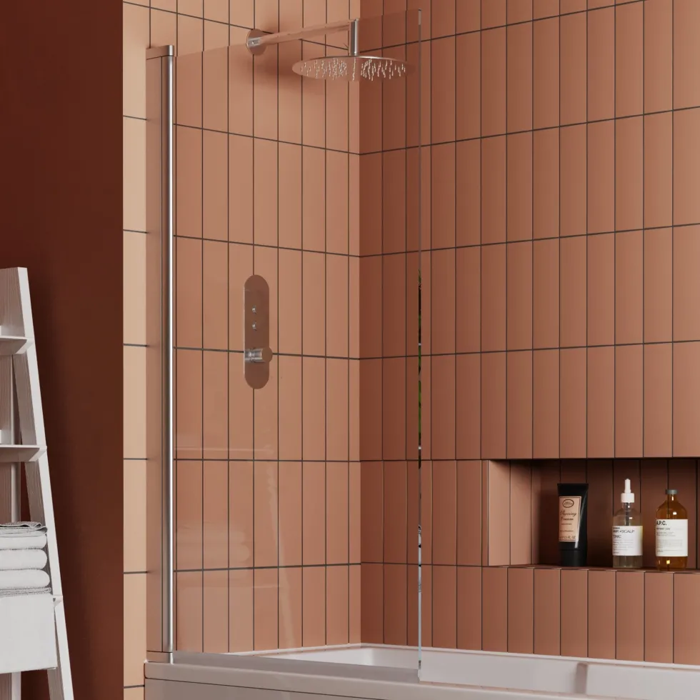 Vellamo Square Corner 6mm Glass Bath Screen - 1400 x 800mm