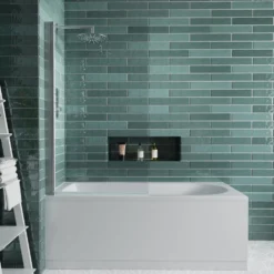 Vellamo Square Corner 6mm Glass Bath Screen - 1400 x 800mm
