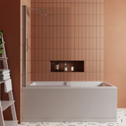 Vellamo Square Corner 6mm Glass Bath Screen - 1400 x 800mm