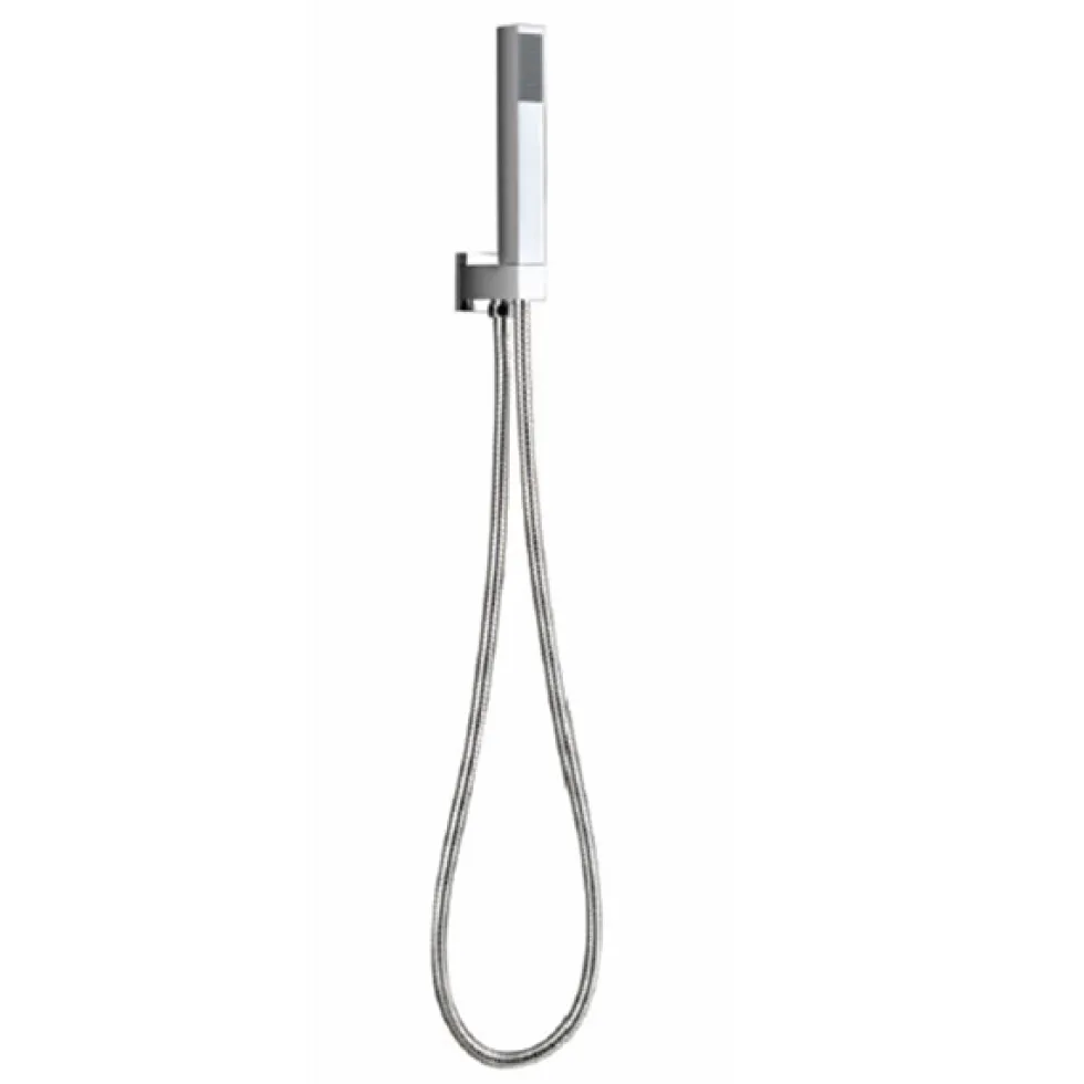 Vellamo Square Shower Handset with Outlet Elbow and Shower Hose