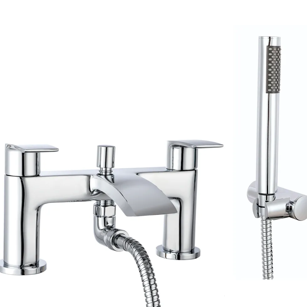 Vellamo Swift Chrome Basin Mixer Tap & Waste and Bath Shower Mixer Tap with Shower Kit