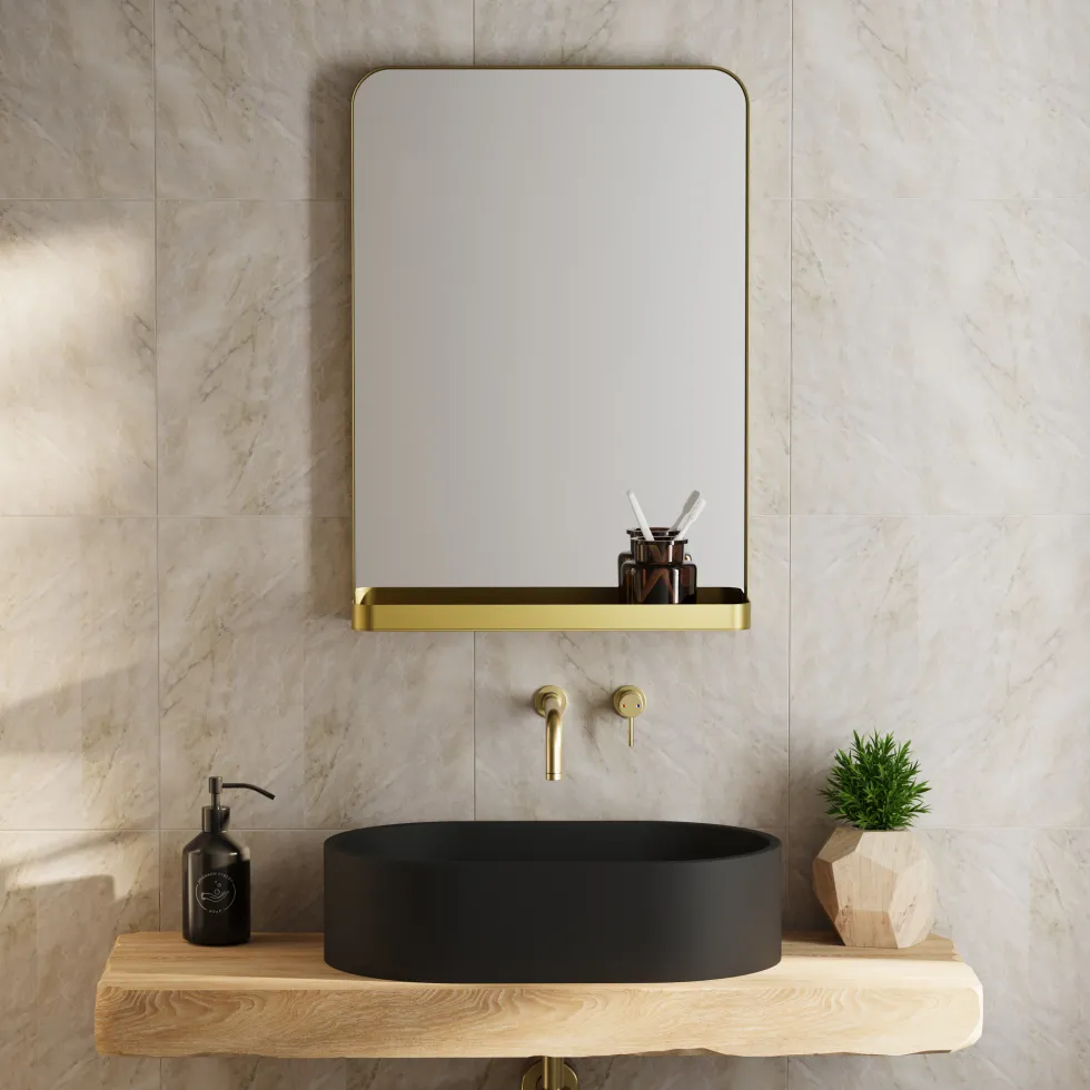 Vellamo Swift Framed Mirror & Shelf - 500 x 700mm