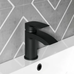 Vellamo Swift Matt Black Basin Mixer Tap & Waste