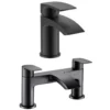 Vellamo Swift Matt Black Basin Mixer Tap & Waste and Deck Mounted Bath Mixer Tap