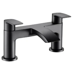 Vellamo Swift Matt Black Basin Mixer Tap & Waste and Deck Mounted Bath Mixer Tap