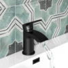 Vellamo Swift Matt Black Mini Basin Mixer Tap & Clicker Waste