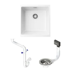 Vellamo Terra 1 Bowl Granite Composite Inset or Undermount Kitchen Sink & Waste - 430 x 460mm