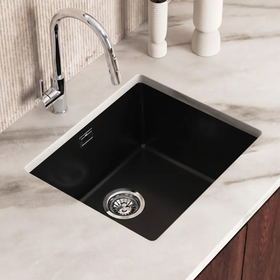 Vellamo Terra 1 Bowl Granite Composite Inset / Undermount Kitchen Sink & Waste - 533 x 457mm
