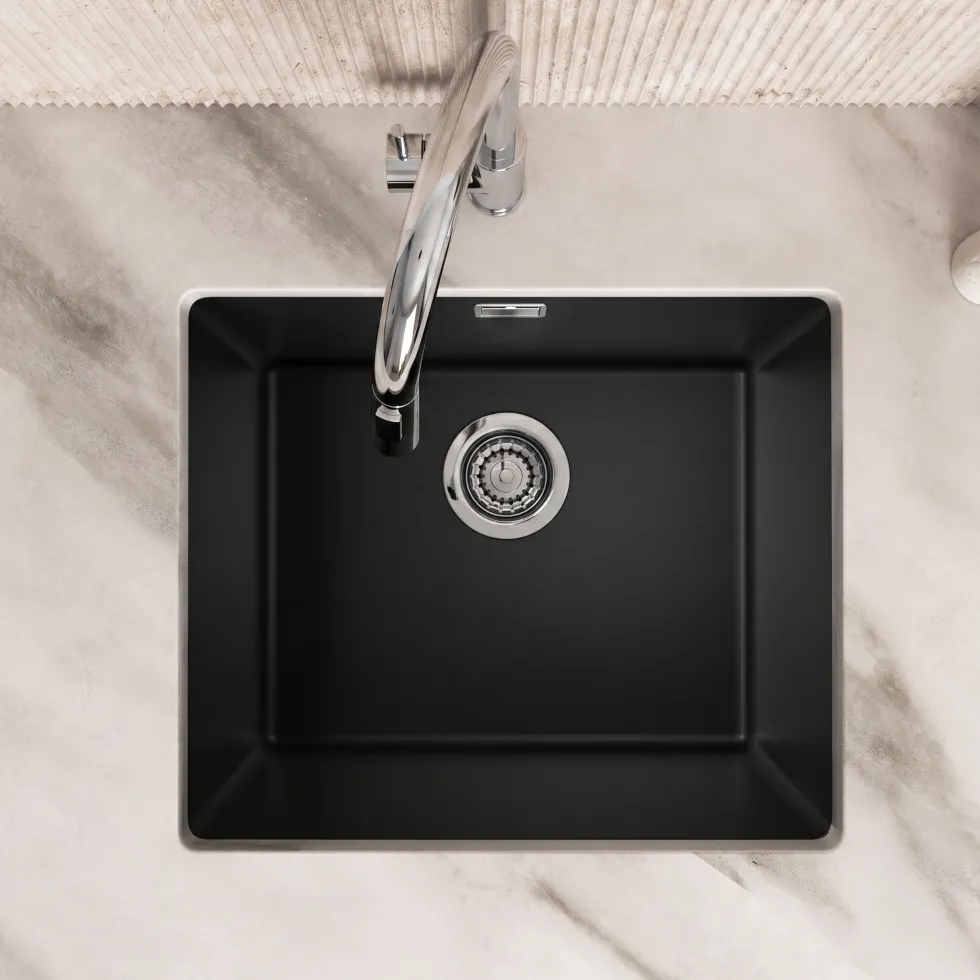 Vellamo Terra 1 Bowl Granite Composite Inset / Undermount Kitchen Sink & Waste - 533 x 457mm