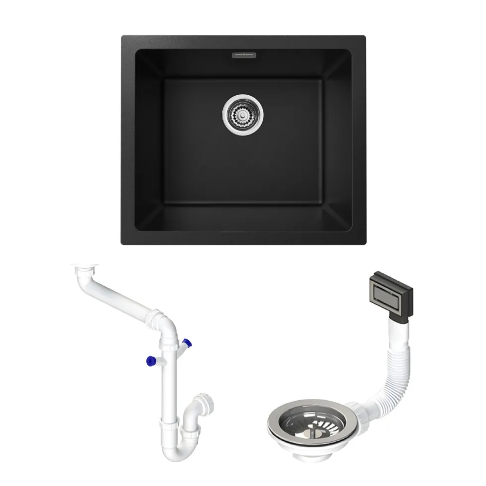 Vellamo Terra 1 Bowl Granite Composite Inset / Undermount Kitchen Sink & Waste - 533 x 457mm